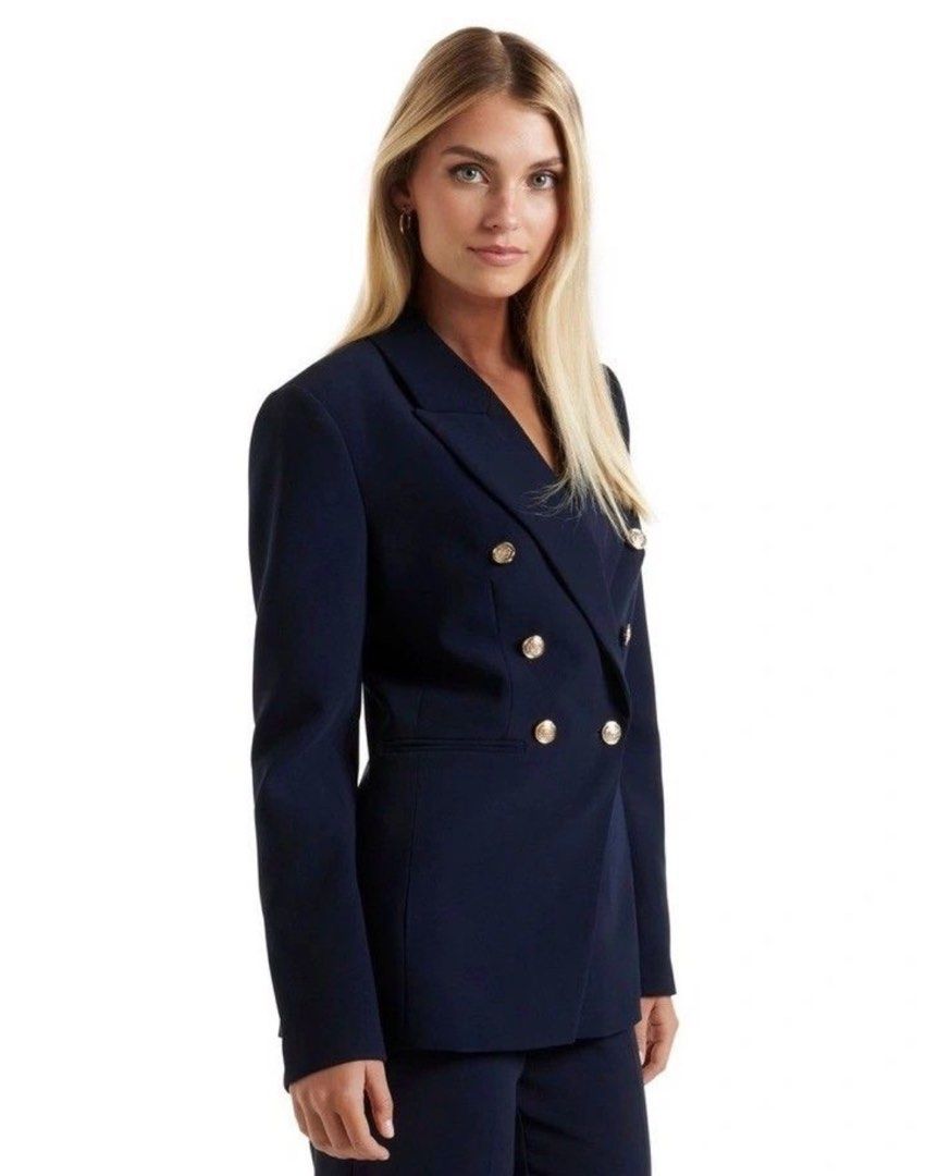 Gold button double outlet breasted blazer