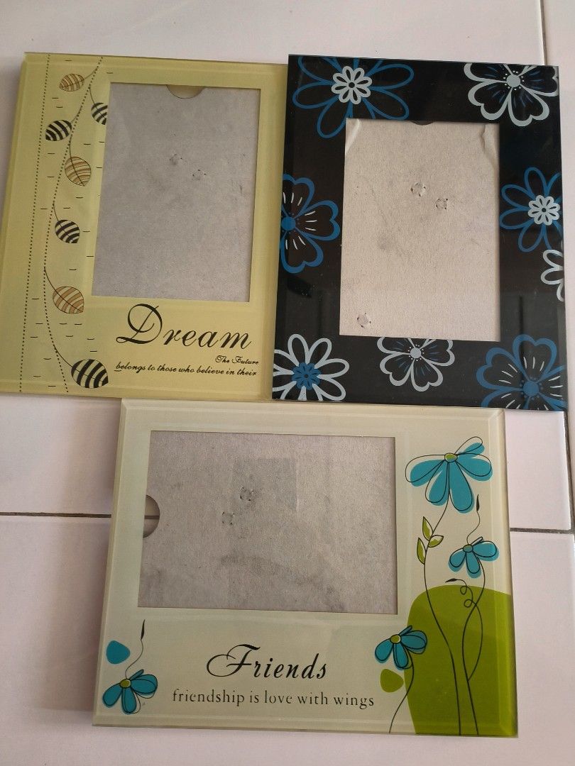 Glass photo frame x3, Furniture & Home Living, Home Decor, Frames
