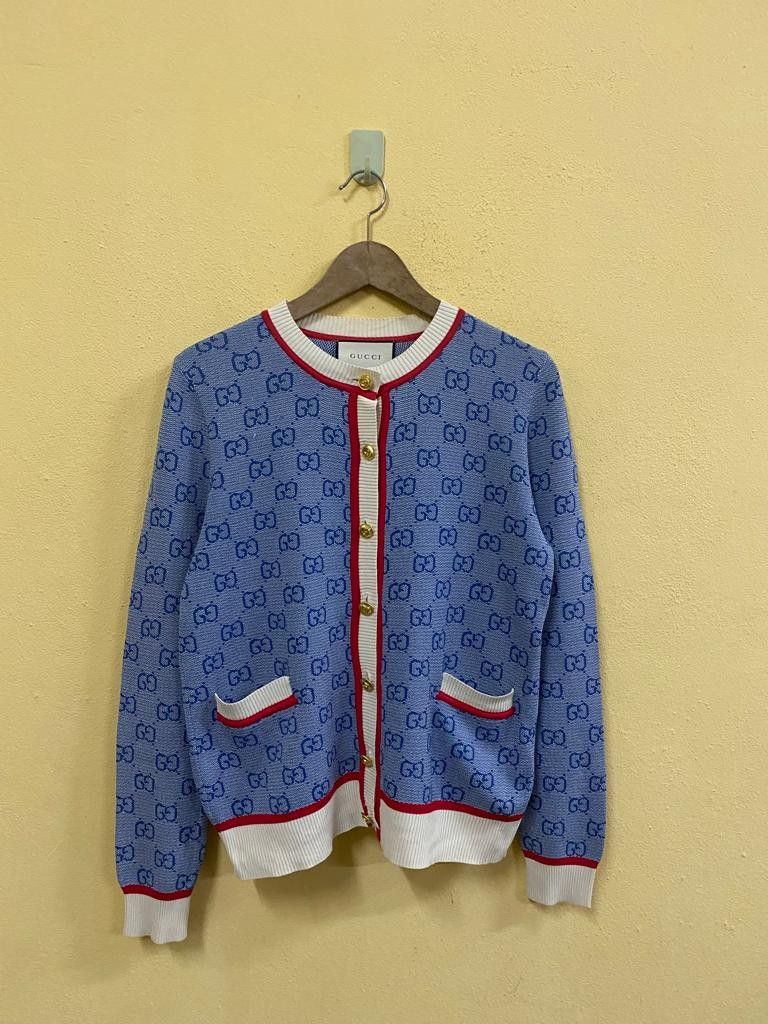 Gucci blue outlet cardigan