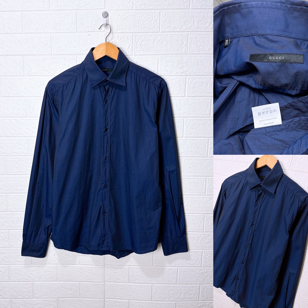 Gucci iridescent changing colors fabric long sleeves Men s Fashion Tops Sets Formal Shirts on Carousell