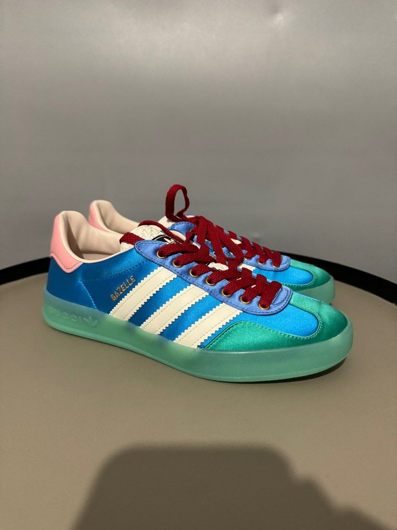 adidas gazelle silver green womens Gucci // X Adidas Pink & Multicolour Velvet & Suede Gazelle Sneaker  VSP  Consignment