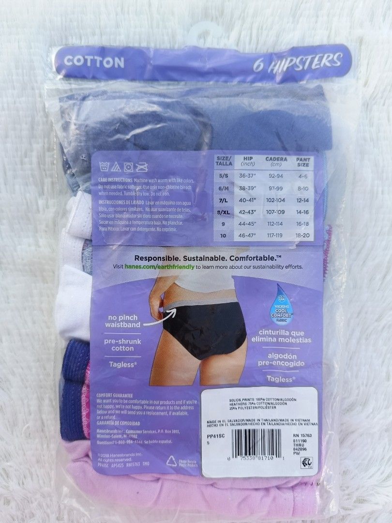 Hanes Womens Originals Hipster Panties, Breathable Stretch Cotton Underwear,  Assorted, 6-Pack