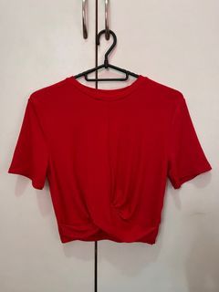 H&M Red Ribbed Top