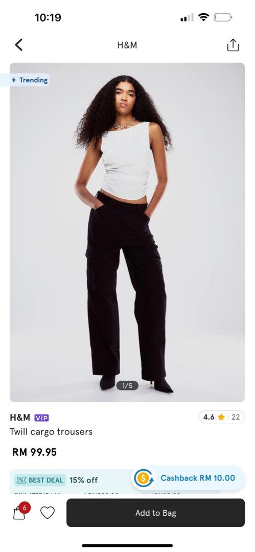 H&M twill cargo pants, Women's Fashion, Bottoms, Other Bottoms on Carousell