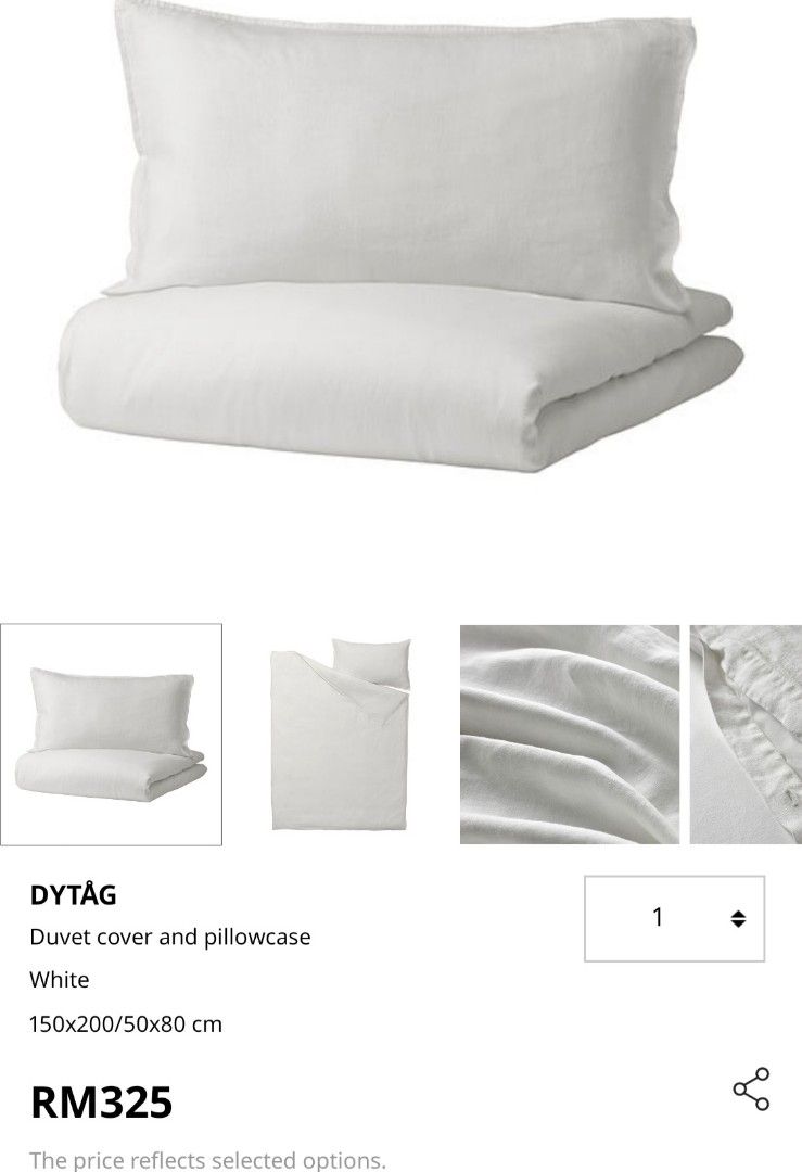 DYTÅG duvet cover and pillowcase(s), white, King - IKEA