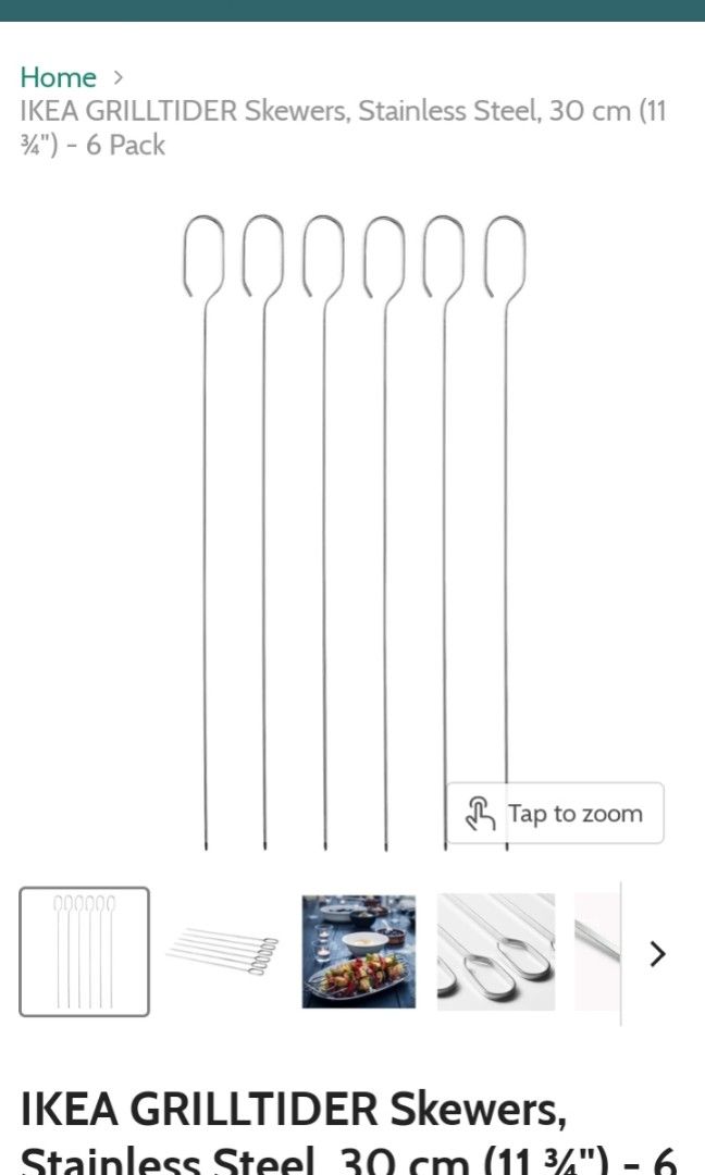 IKEA GRILLTIDER BBQ SKEWER, Furniture & Home Living, Kitchenware