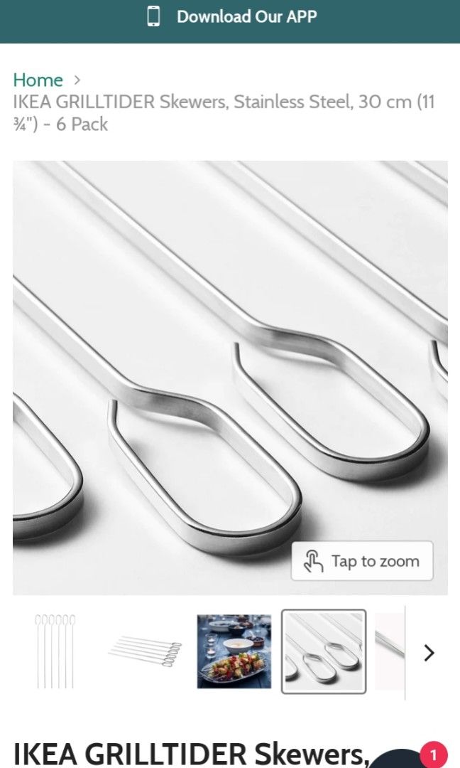 IKEA GRILLTIDER BBQ SKEWER, Furniture & Home Living, Kitchenware