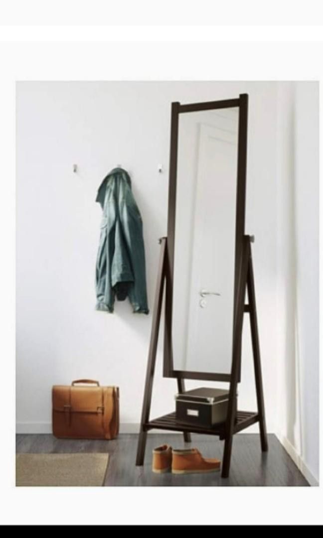 Ikea ISFJORDEN standing mirror with rack, Furniture & Home Living