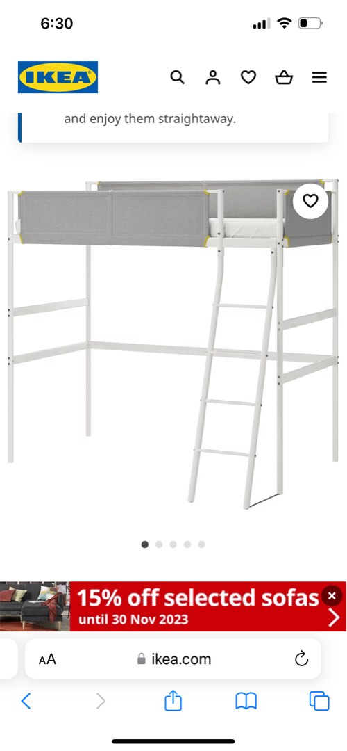 IKEA VITVAL loft bed with spring mattress, Furniture & Home Living