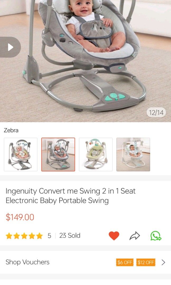 Ingenuity baby best sale swing zebra