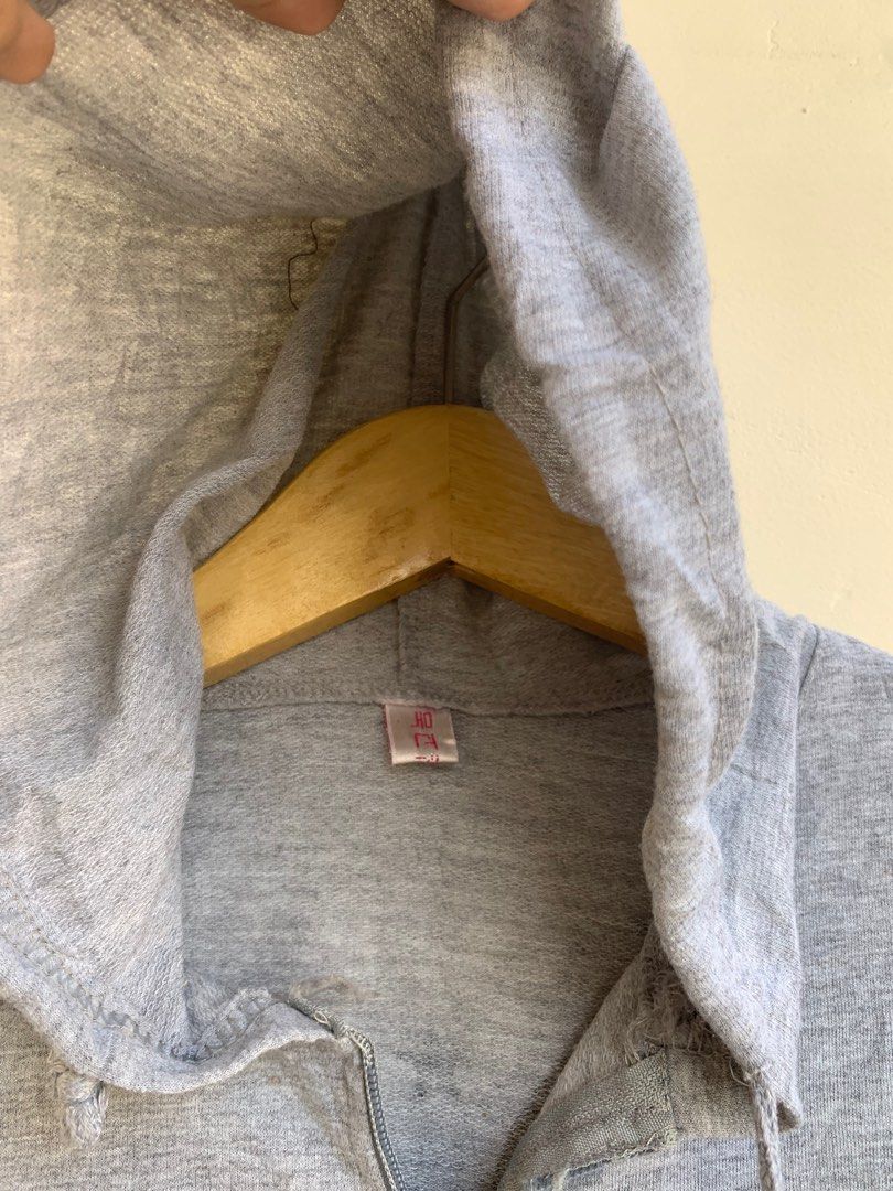 Jaket hoodie abu abu polos top