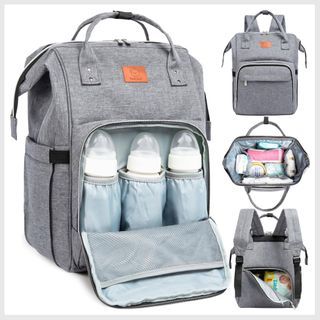 KeaBabies Diaper Bag Backpack - Multi-Function Waterproof Travel Baby Bags For Mom, Dad, Men, Women - Large Maternity Nappy Bags For Girls & Boys - Stylish - Diaper Mat Included (Classic Gray)