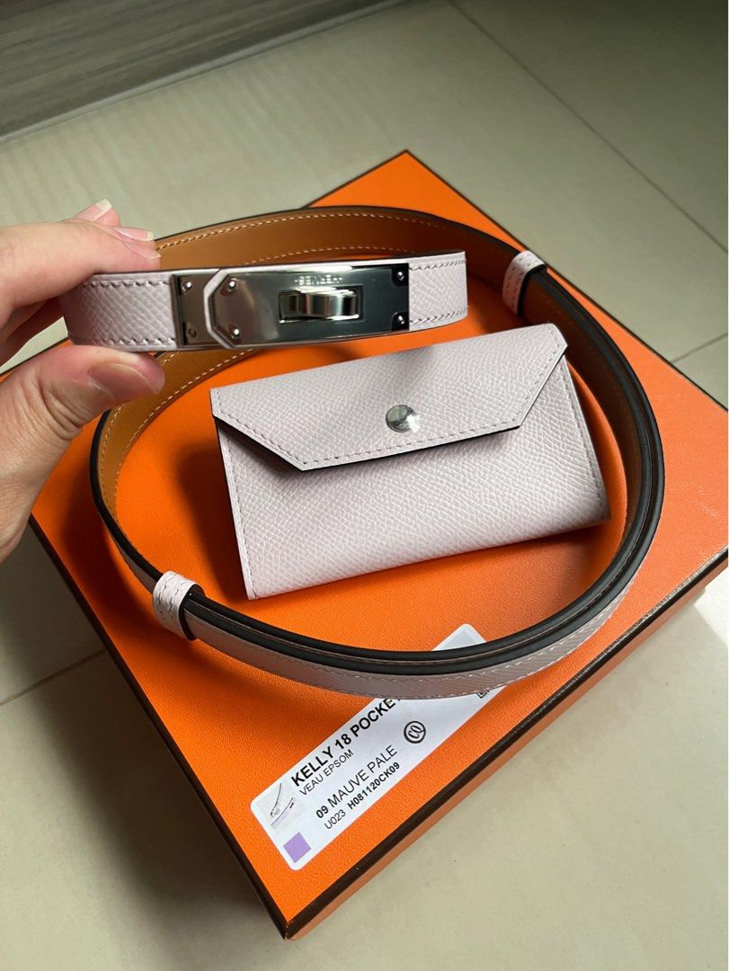 HM KELLY WHITE POCKET 18MM BELT LEATHER SILVER HARDWARE main image 1