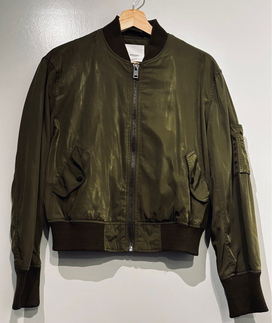 Khaki Bomber Jacket, Women's Fashion, Coats, Jackets and Outerwear on