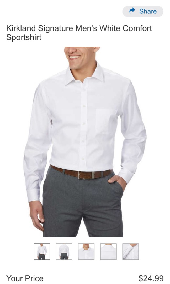 Kirkland (XL) TailoredFit Longsleeves Shirt, Men's Fashion, Tops