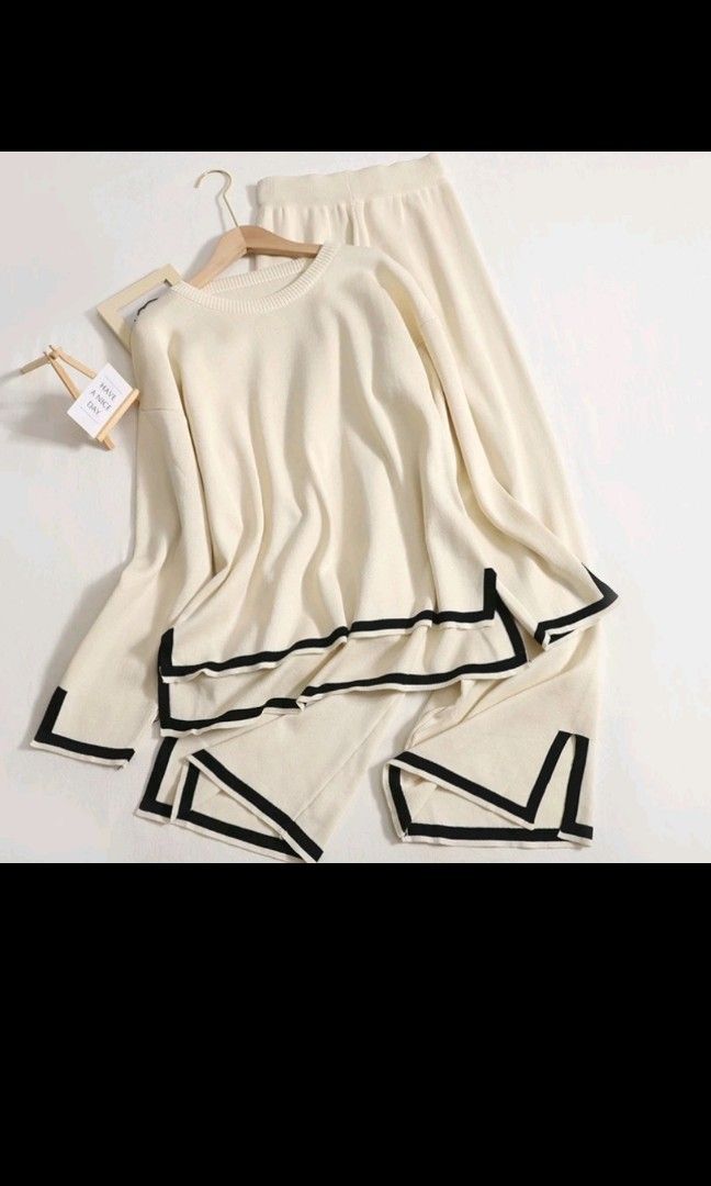 Zig Zag Pattern Knitted Skirt Co Ord Set