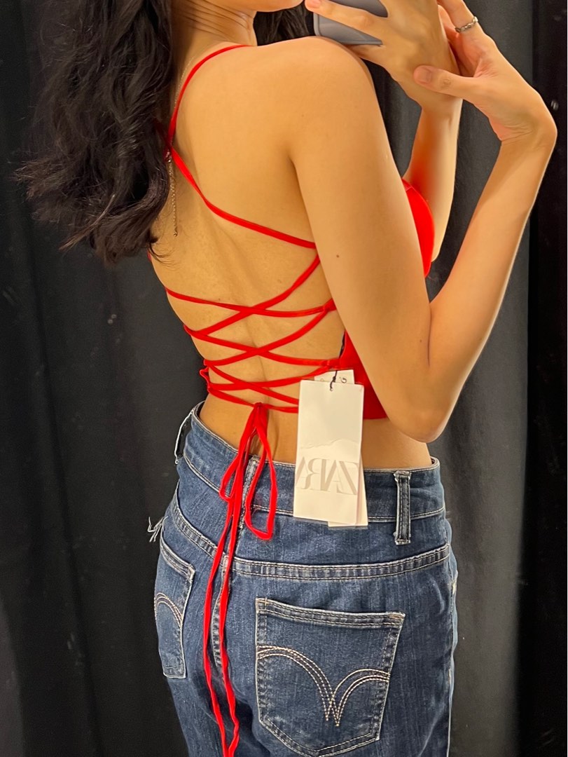 Lace Up Back Halter Top