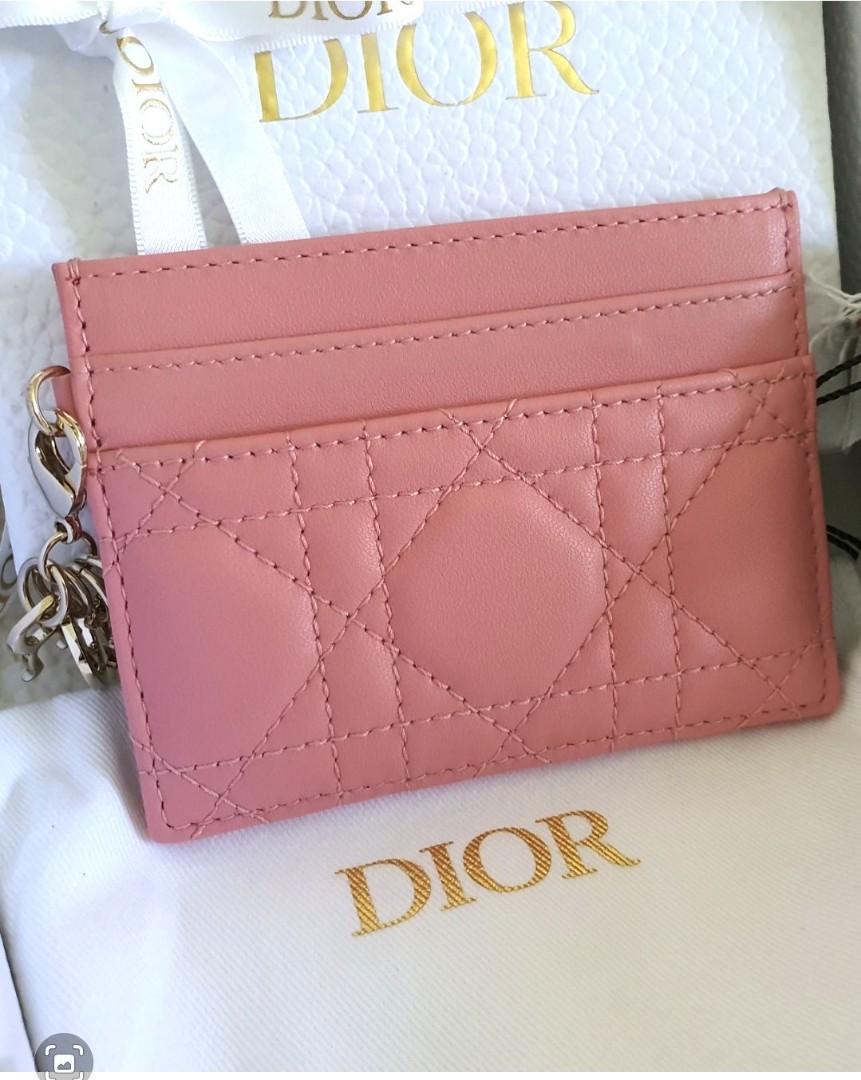 Small Dior Caro Five-Slot Card Holder Black Soft Cannage Calfskin