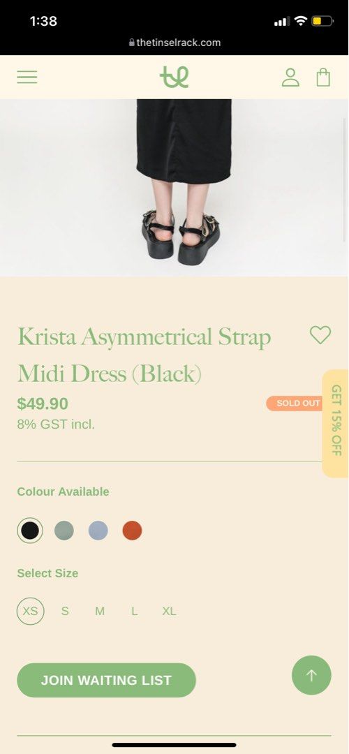 Krista Asymmetrical Strap Midi Dress (Black)