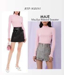 MAJE maullya wool blend pink sweater top