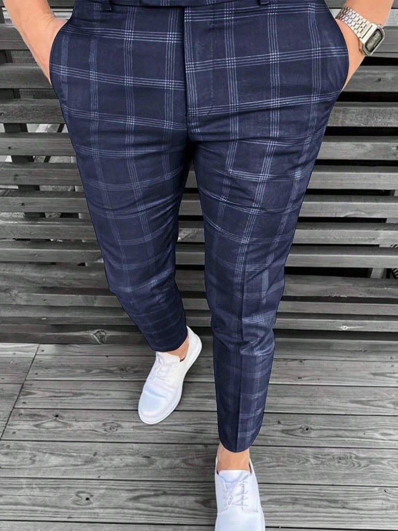Mens plaid sales print pants