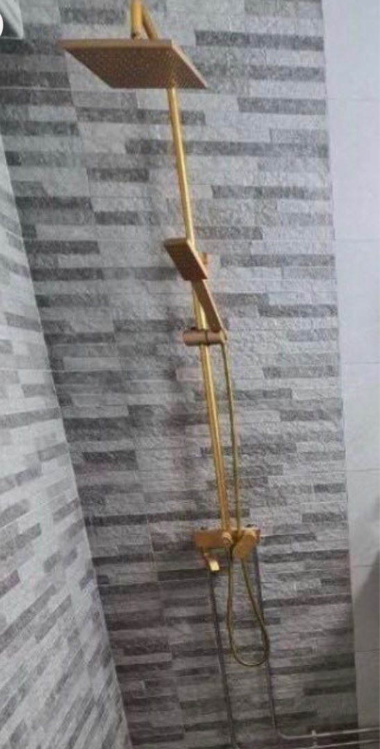 Matte Gold Rain Shower Set with mixer, Furniture & Home Living