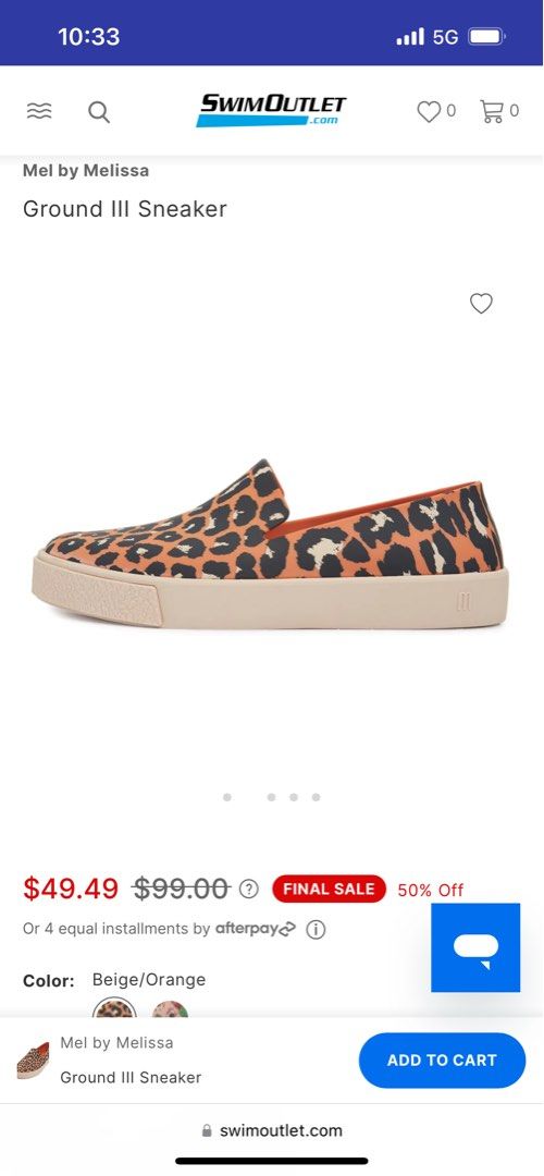 Melissa Ground III Beige Orange US 7 Women s Fashion Footwear