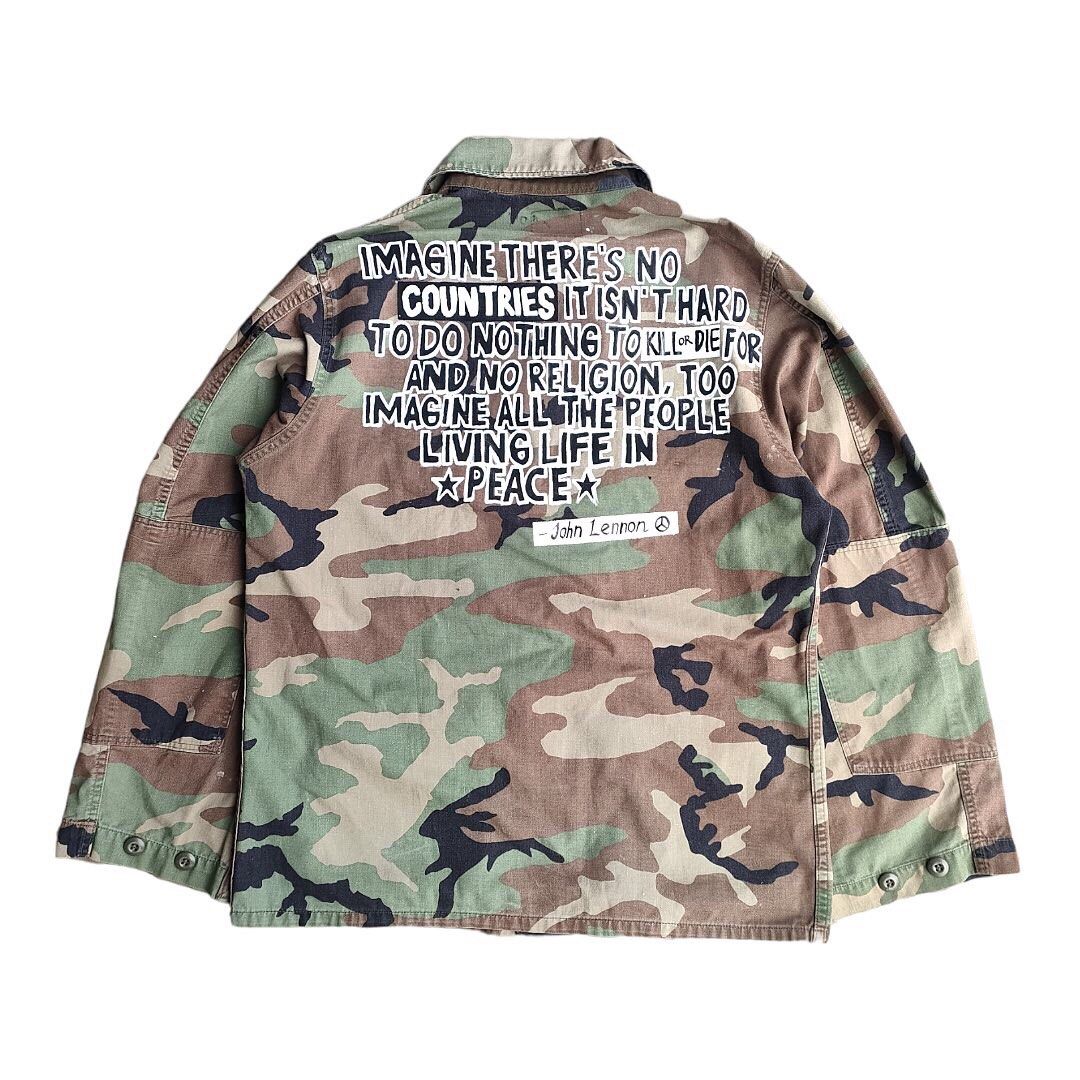 MILITARY ARMY JACKET custom handpainted, Fesyen Pria, Pakaian , Baju