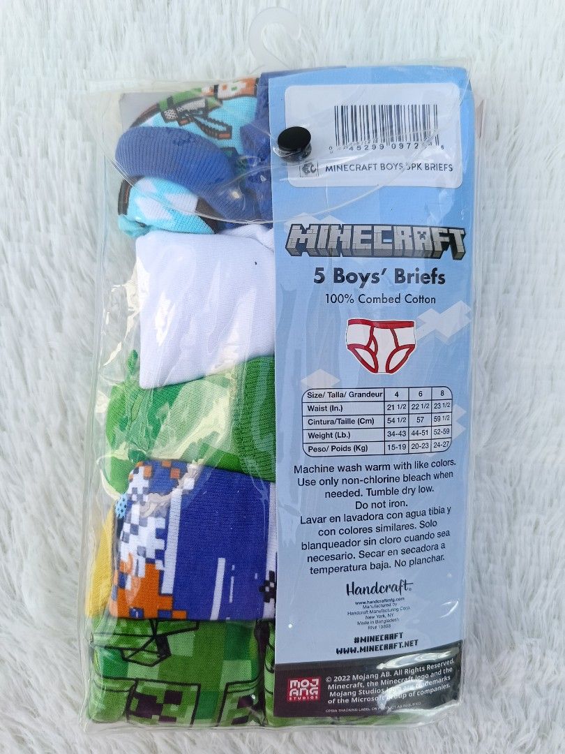 Boys Minecraft 5 Pack Character Underwear, Size 4-8 