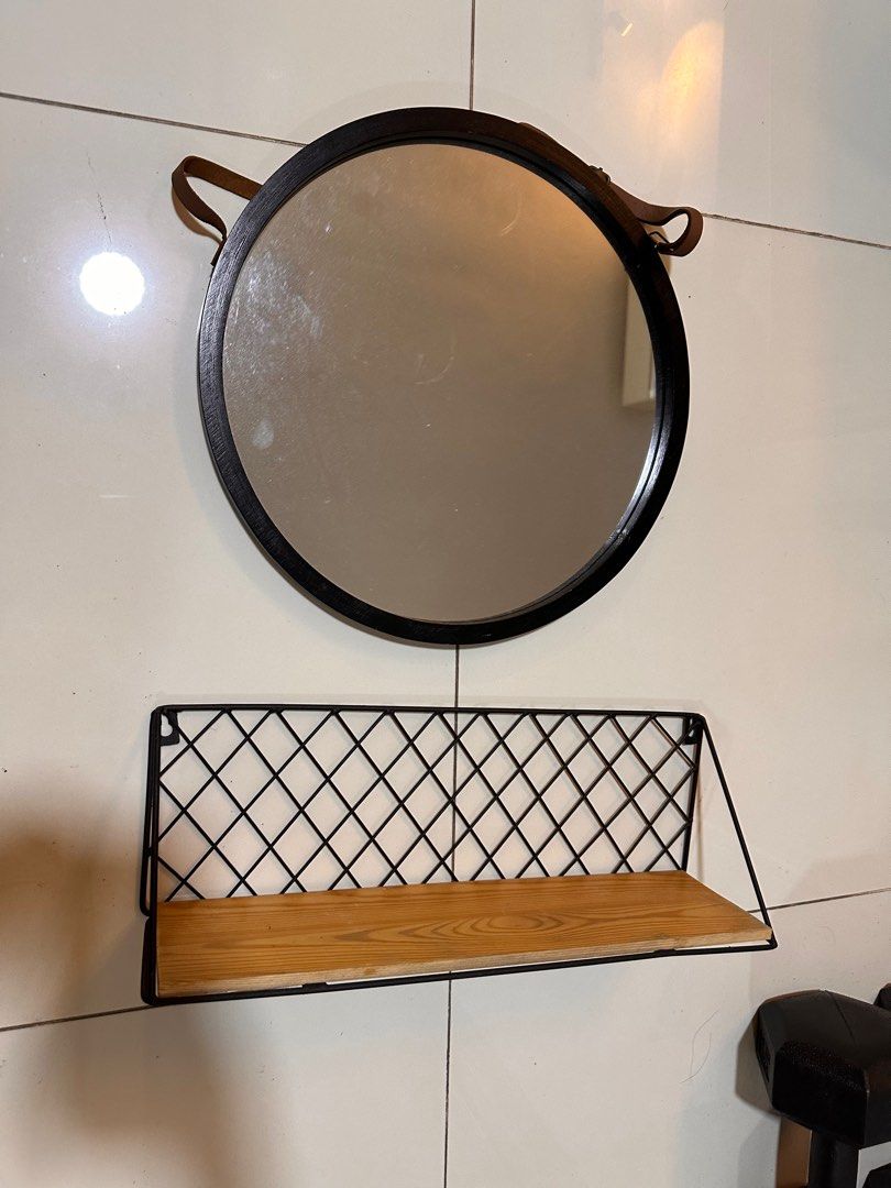 Mirror and shelf set, Furniture & Home Living, Home Decor, Mirrors on Carousell