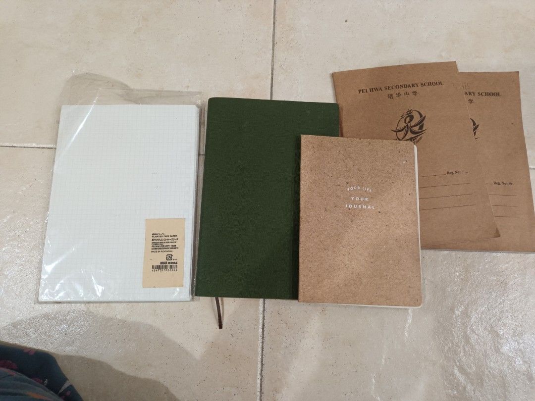 Muji sheets, grid books, unwritten notebooks, files, Everything Else on