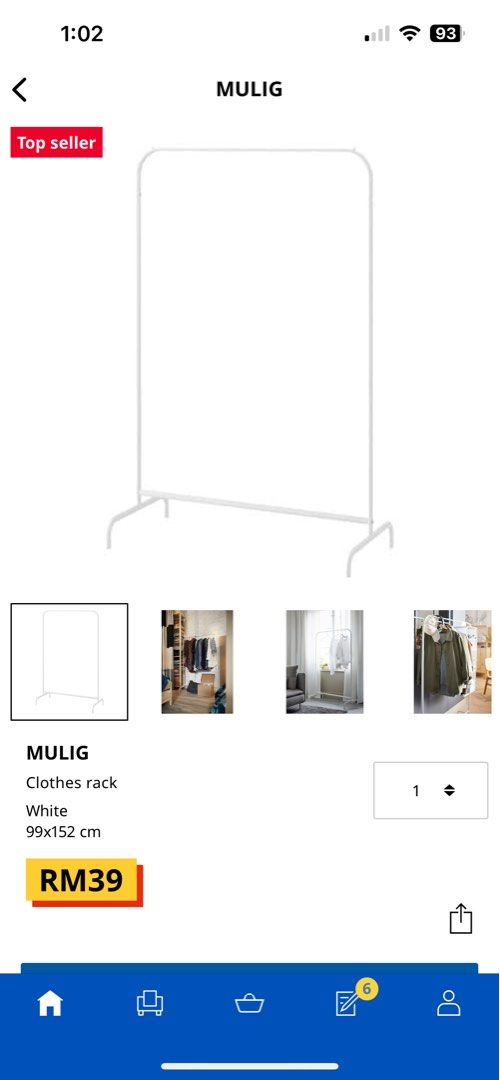 MULIG Clothes rack, white, 99x46 cm - IKEA