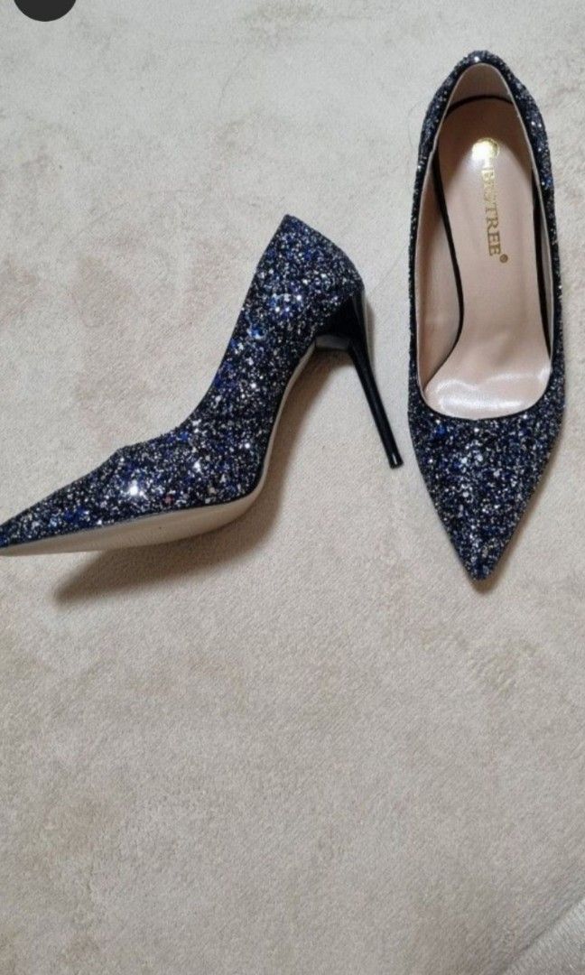 Midnight Blue Glitter Mary Jane with Glitter Heels | Kids heels, Navy blue  wedding shoes, Flower girl shoes