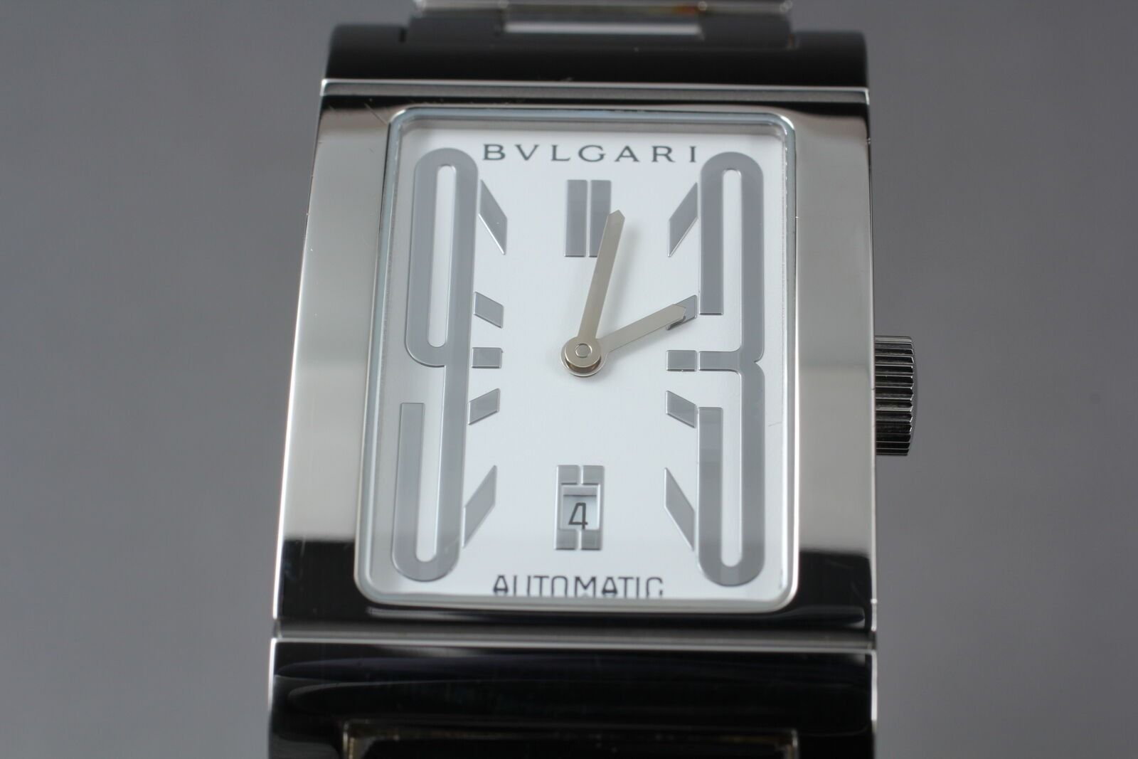 Near MINT BVLGARI Rettangolo RT 45 S Men s Automatic Watch White Well Used