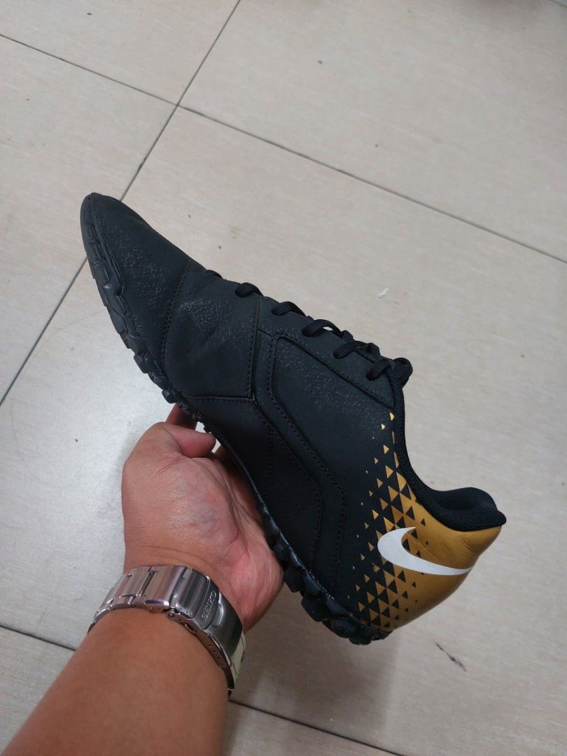 Nike Bomba TF Gold Black Indoor Soccer Turf Shoes Black/White/Gold(29
