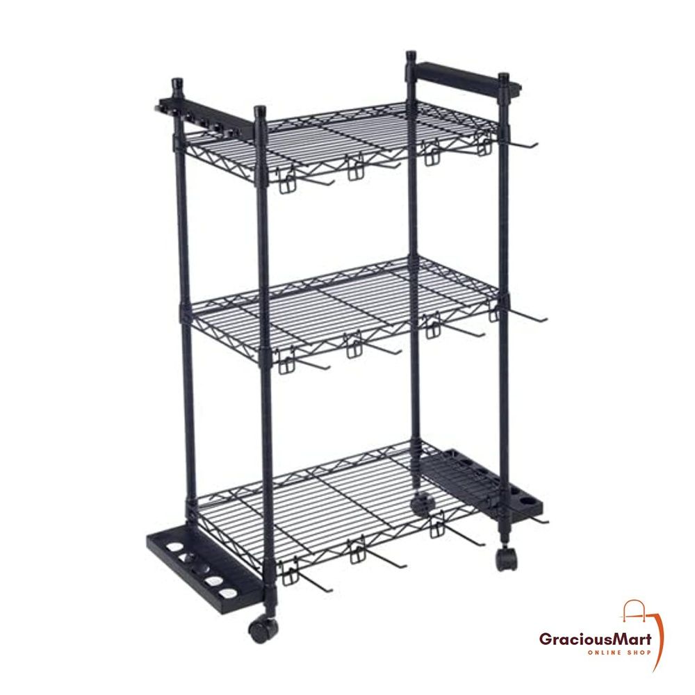 Old Cedar Outfitters Tackle Trolley with Adjustable Shelves and Racks to  Store Up to 12 Fishing Rods 