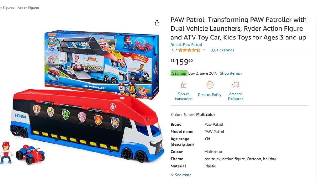 Original PAW Patrol, Transforming PAW Patroller with Dual Vehicle  Launchers, Ryder Action Figure and ATV Toy Car, Kids Toys for Ages 3 and up,  Hobbies & Toys, Toys & Games on Carousell
