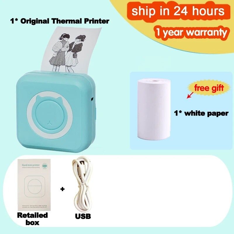 Portable Mini Thermal Printer Wirelessly BT 203dpi Photo Label Memo Wrong  Question Printing With USB Cable Imprimante Portable, 電腦＆科技, 打印機及影印機-  Carousell