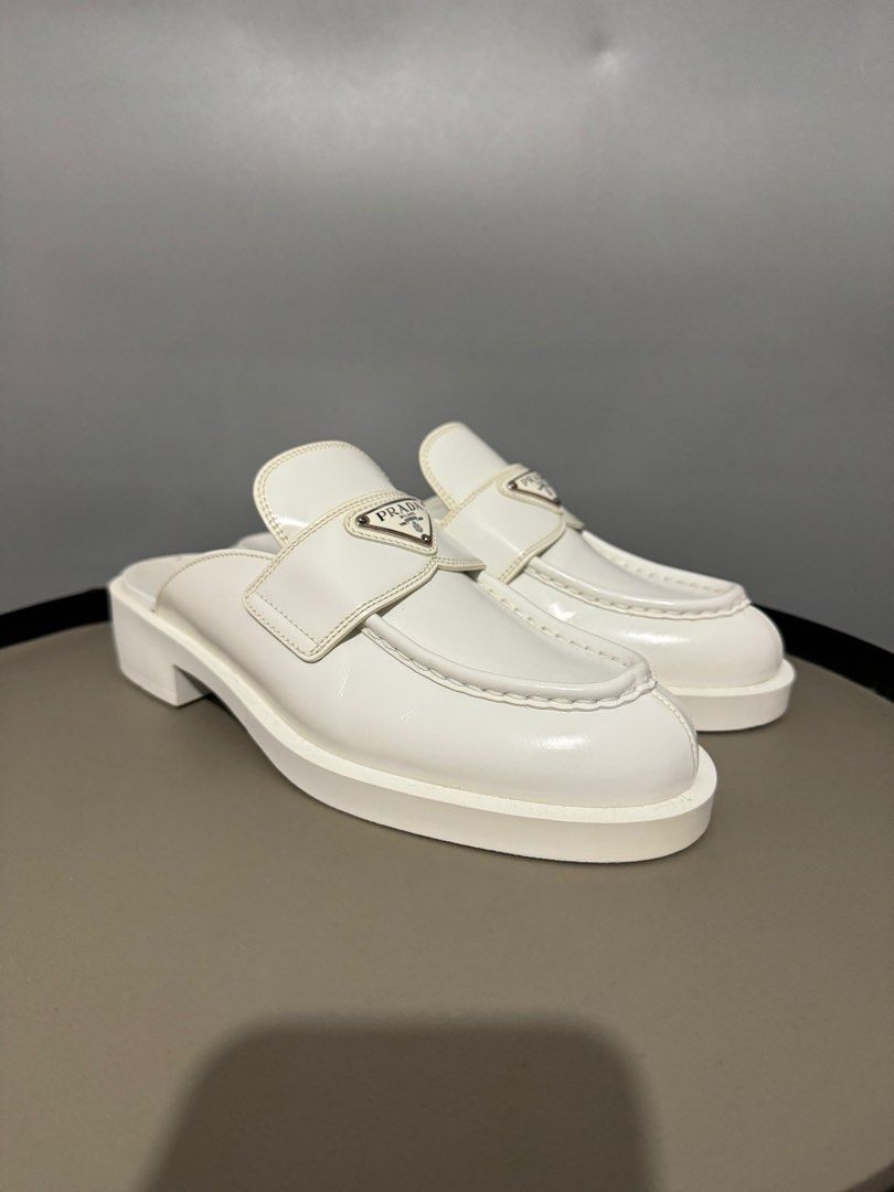 White prada mules sale
