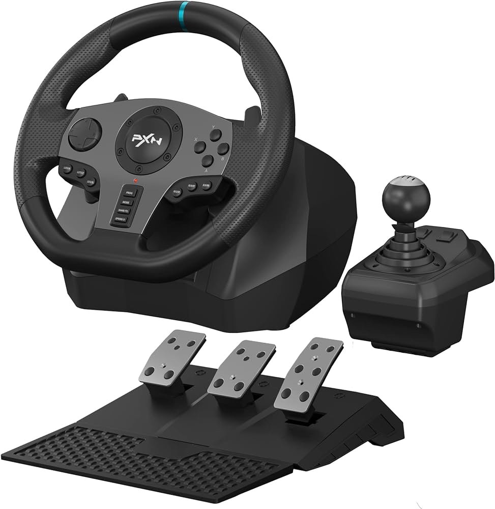 PXN V9 steering wheel with pedal and shifter, Video Gaming, Gaming