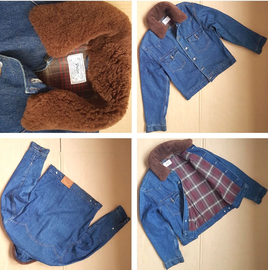 Ralph Lauren Denim Jacket Borg Style Rock Star Designer Sherpa