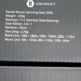 Rapala Ebony Spinning Reel 2000, 2500, Sports Equipment, Fishing
