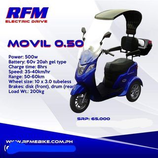 RFM Movil 0.5 ebike 3wheel electric bike etrike tri-wheel with roof 3-wheel