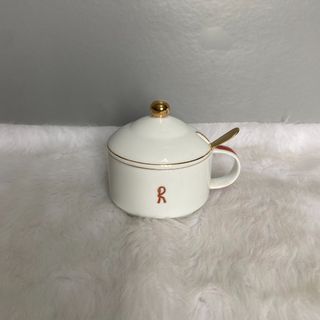 Roberta di Camerino White Logo Painted Porcelain Sugar Bowl Canister
