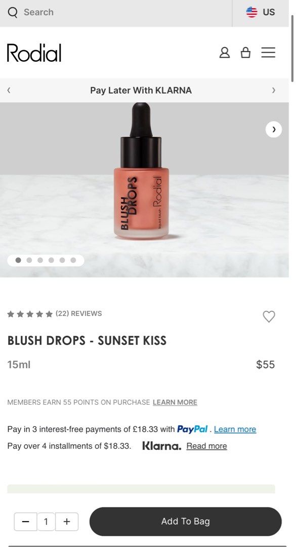 Rodial Blush Drops Liquid Blush Sunset Kiss Shade, Beauty & Personal