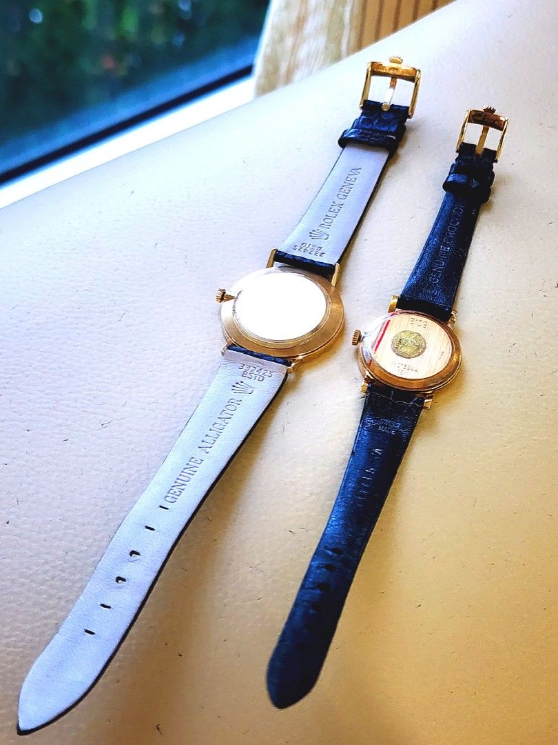 Rolex Cellini 18K Yellow Round Gold Dial Rolex Leather Strap w