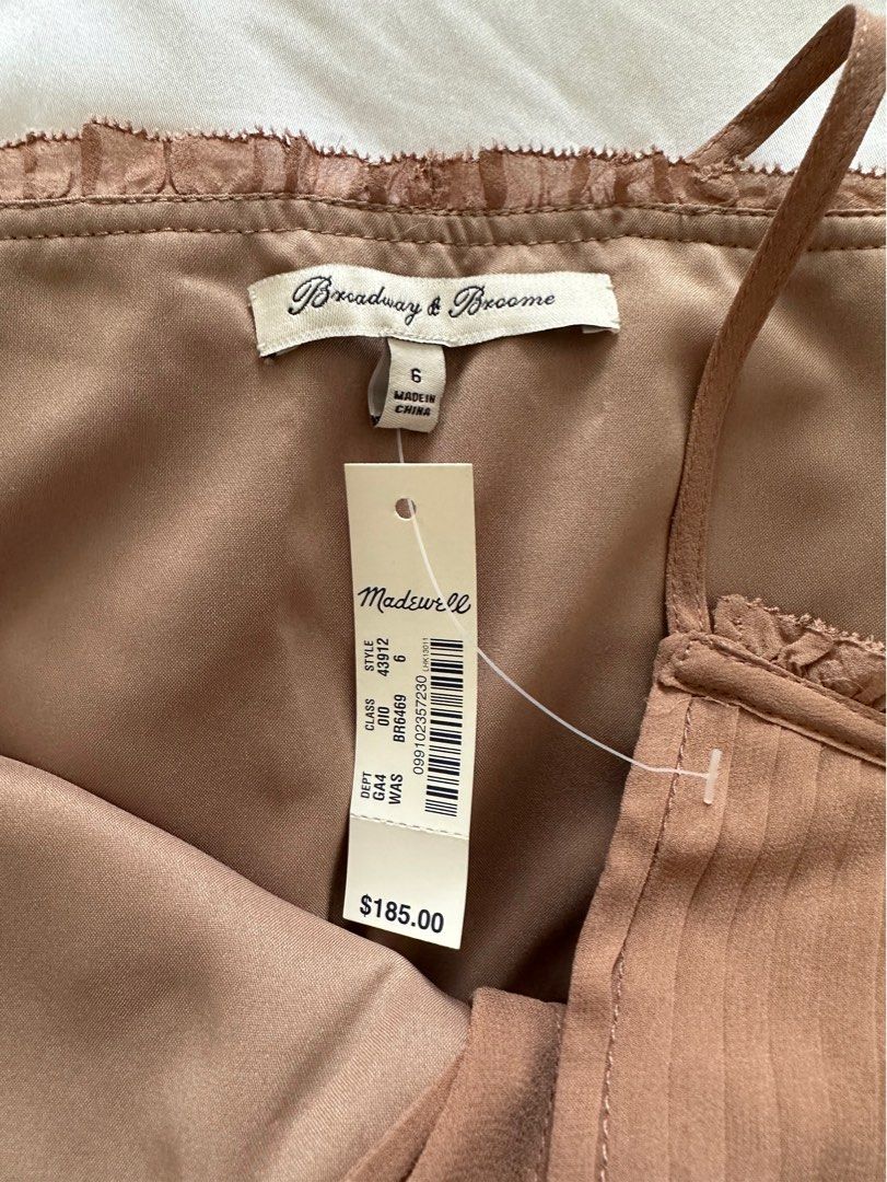 Romantic Broadway and Broome silk dress in soft brown