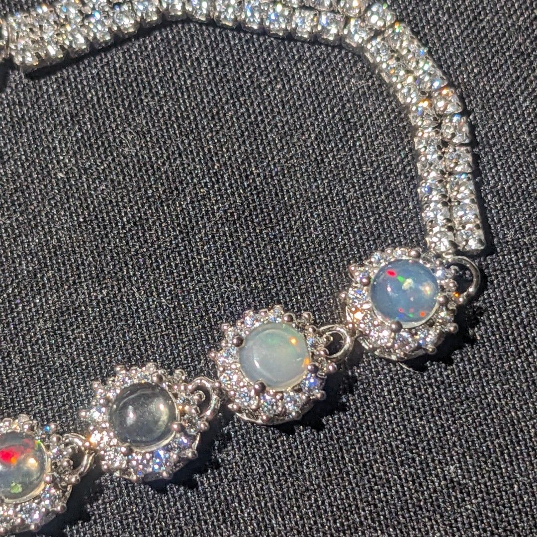 S925 Adjustable Opal Crystal Bracelet Women s Fashion Jewelry