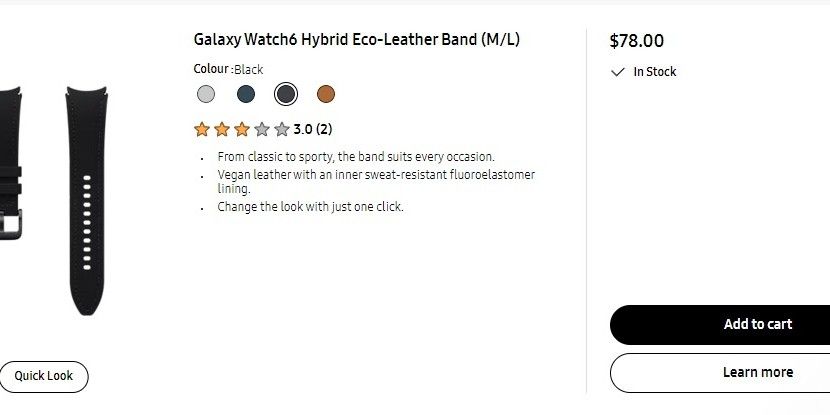 Samsung Galaxy Watch 6/6 Classic Hybrid Eco-leather Band M/l Black