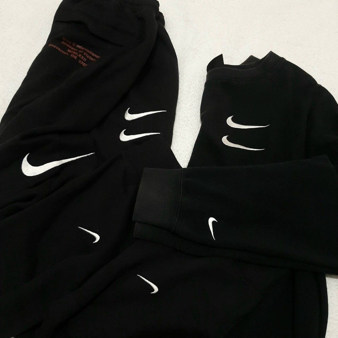 Set Nike Internasional Double Swoosh Big logo Crewneck Jogger pants x adidas zaraman uniqlo